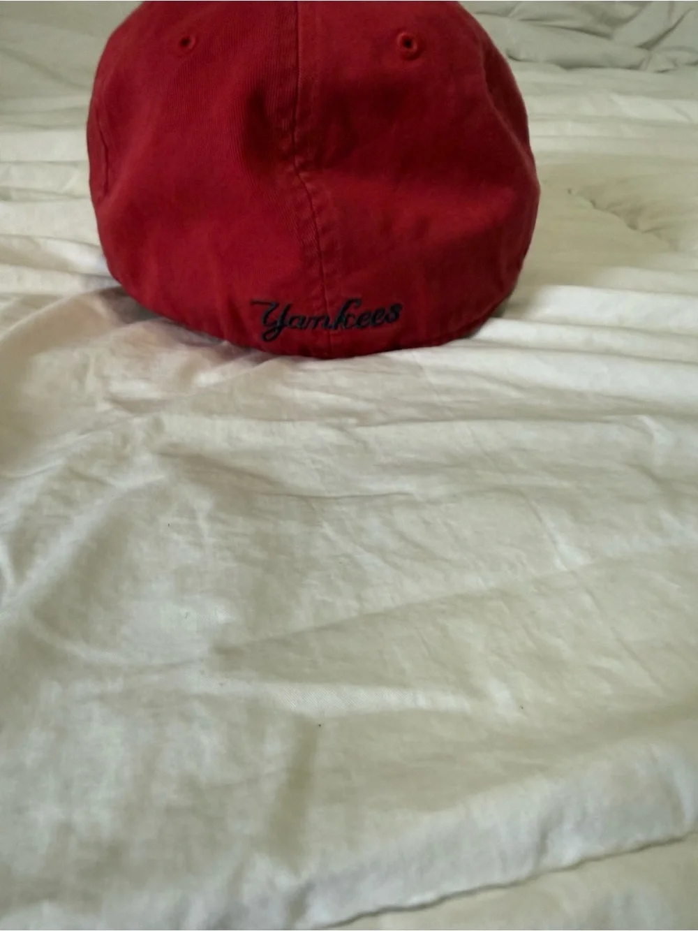 Red Cotton Yankee Baseball Cap - mens